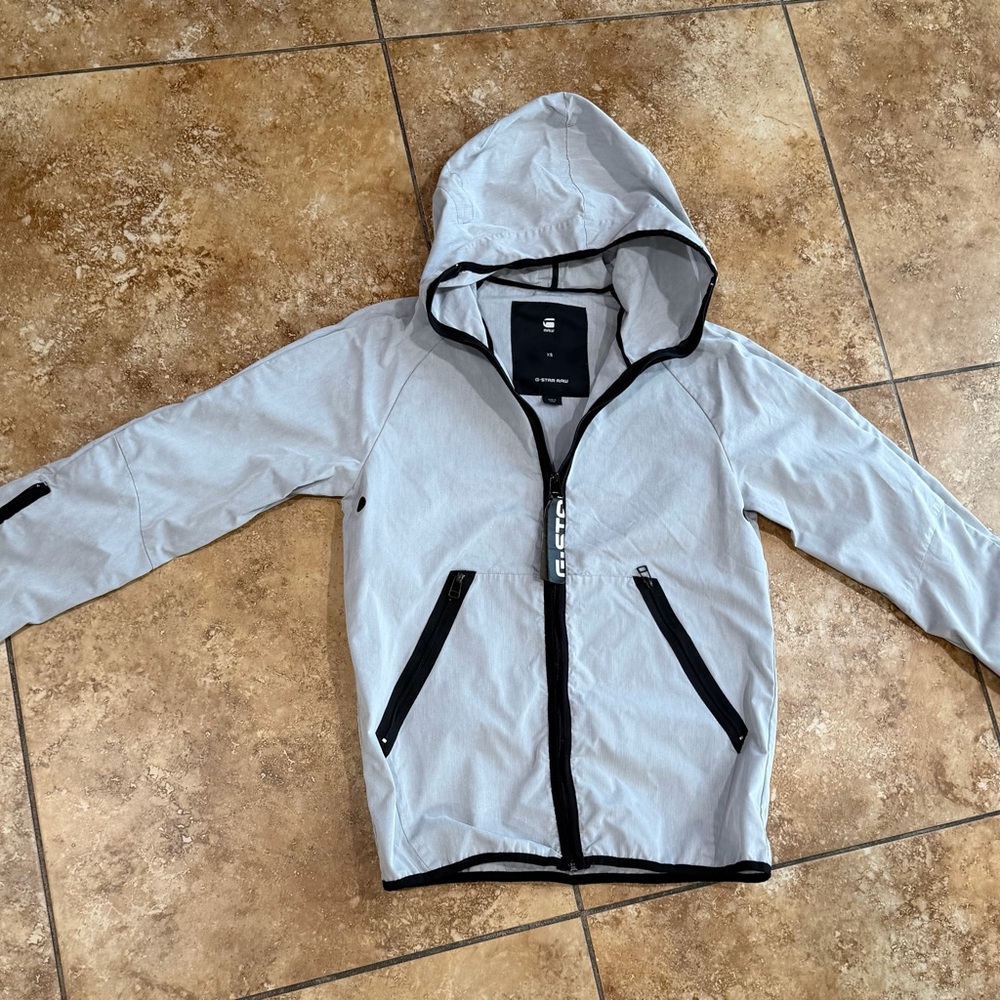 G-Star Light Gray Raincoat with Black Trim